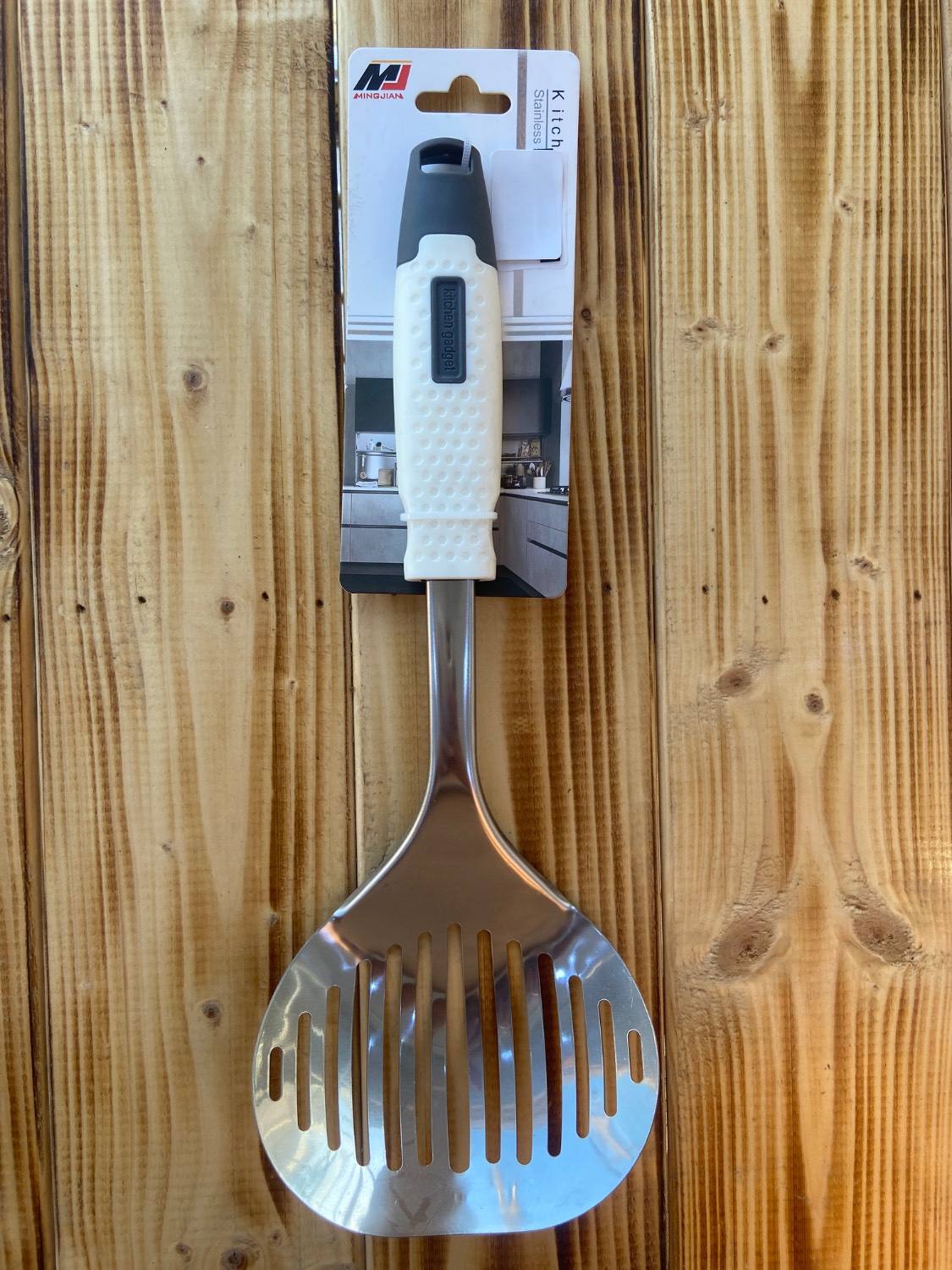 کفگیر استیل پهن شیار دار