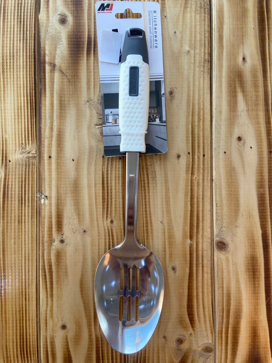 کفگیر دسته بلند استیل شیار دار