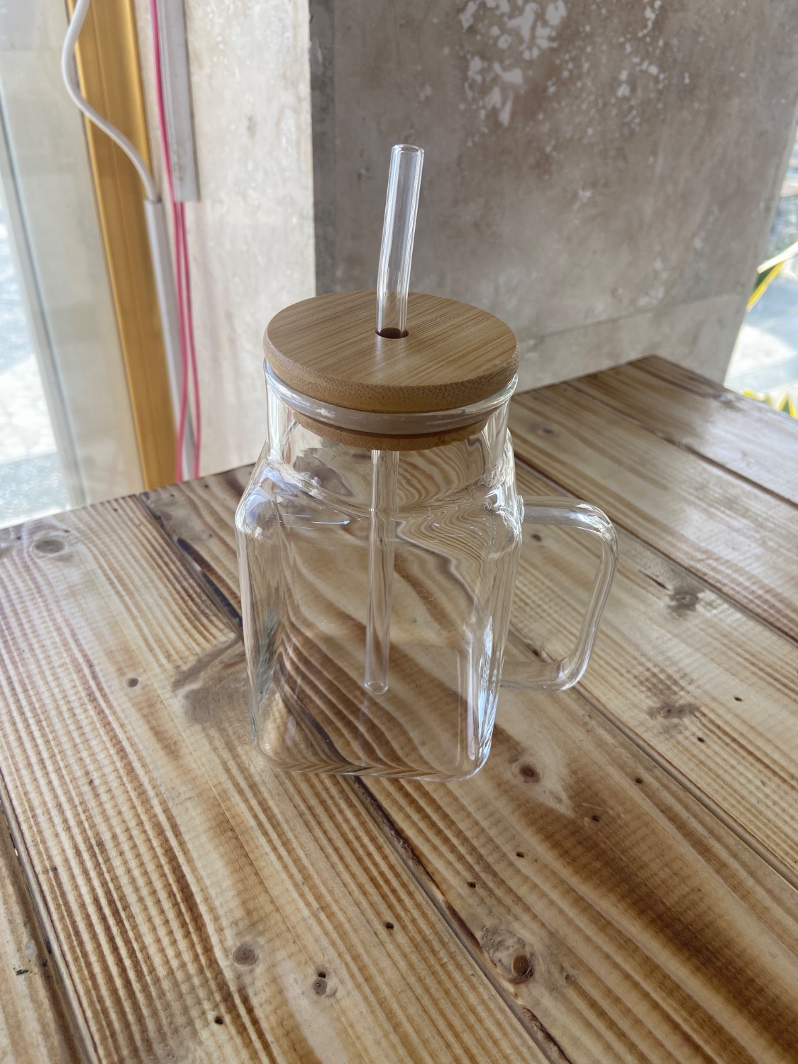 لیوان نی دار چهارگوش درب بامبو